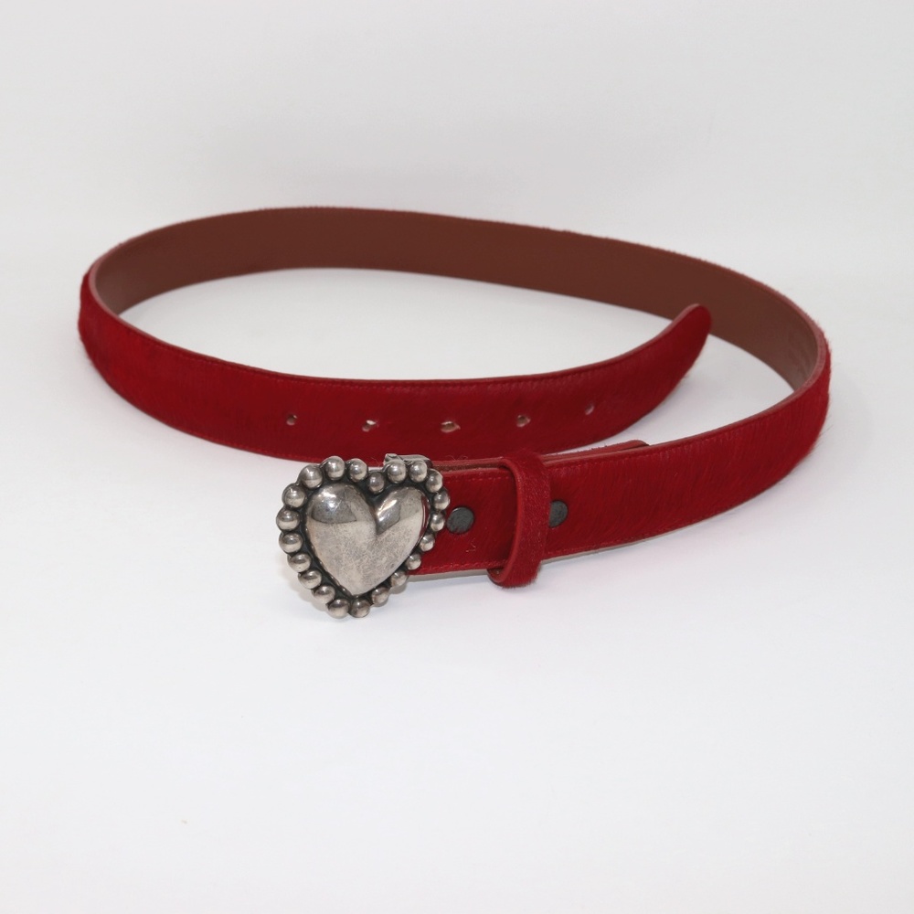 Pat Areias Size 34 Red Pony Hair Leather Belt Only